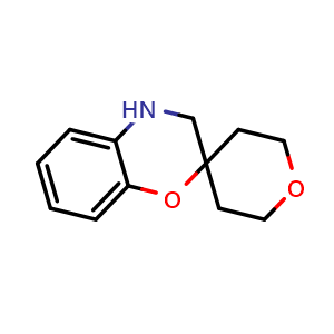Chemical structure of 2',3,3',4,5',6'-Hexahydrospiro[benzo[b][1,4]oxazine-2,4'-pyran] , CAS 2126935-75-7, AChemBlock AD261709