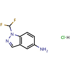 Chemical structure of 1-(Difluoromethyl)-1H-indazol-5-amine hydrochloride , CAS 2624122-62-7, AChemBlock AD261710