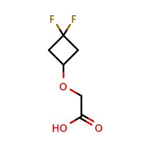 Chemical structure of 2-(3,3-Difluorocyclobutoxy)acetic acid , CAS 2228736-84-1, AChemBlock AD261713