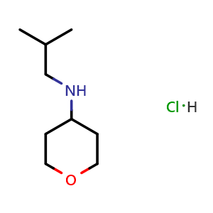 Chemical structure of N-Isobutyltetrahydro-2H-pyran-4-amine hydrochloride , CAS 2613384-65-7, AChemBlock AD261714