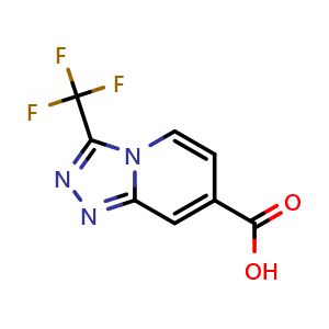 Chemical structure of 3-(Trifluoromethyl)-[1,2,4]triazolo[4,3-a]pyridine-7-carboxylic acid , CAS 2092858-23-4, AChemBlock AD261718