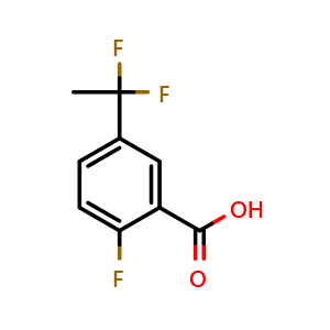 Chemical structure of 5-(1,1-Difluoroethyl)-2-fluorobenzoic acid , CAS 1554029-87-6, AChemBlock AD261720