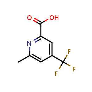 Chemical structure of 6-Methyl-4-(trifluoromethyl)pyridine-2-carboxylic acid , CAS 1256818-05-9, AChemBlock AD261721