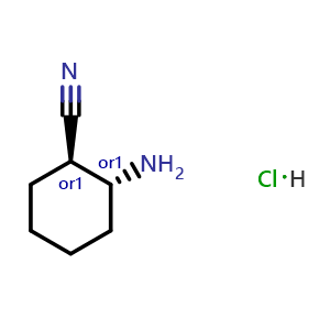 Chemical structure of trans-2-Aminocyclohexanecarbonitrile hydrochloride , CAS 1415151-70-0, AChemBlock AD261734
