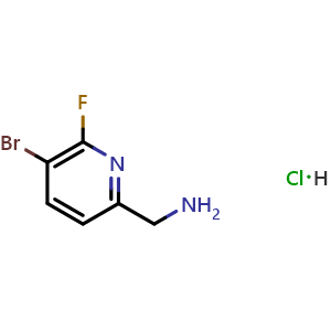 Chemical structure of (5-Bromo-6-fluoropyridin-2-yl)methanamine hydrochloride , CAS 2613388-54-6, AChemBlock AD261743