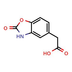 Chemical structure of 2-(2-Oxo-2,3-dihydrobenzo[d]oxazol-5-yl)acetic acid , CAS 171056-70-5, AChemBlock AD261747