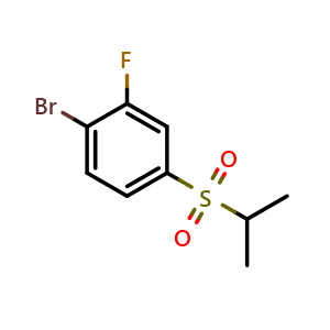 Chemical structure of 1-Bromo-2-fluoro-4-(isopropylsulfonyl)benzene , CAS 1614246-46-6, AChemBlock AD261769