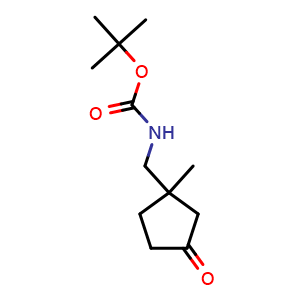 Chemical structure of 3-[(Boc-amino)methyl]-3-methylcyclopentanone , CAS 2680534-39-6, AChemBlock AD261770