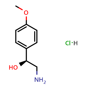 Chemical structure of (S)-2-Amino-1-(4-methoxyphenyl)ethanol hydrochloride , CAS 425366-58-1, AChemBlock AD261785