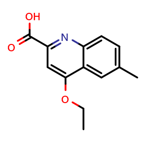 Chemical structure of 4-Ethoxy-6-methylquinoline-2-carboxylic acid , CAS 1351771-17-9, AChemBlock AD261786