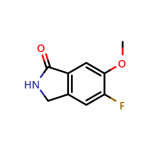 Chemical structure of 5-Fluoro-6-methoxyisoindolin-1-one , CAS 1007455-24-4, AChemBlock AD261801