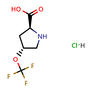 Chemical structure of (2S,4R)-4-(Trifluoromethoxy)pyrrolidine-2-carboxylic acid hydrochloride , CAS 3048484-07-4, AChemBlock AD261804