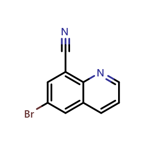 Chemical structure of 6-Bromoquinoline-8-carbonitrile , CAS 1563017-39-9, AChemBlock AD261810