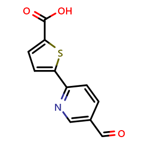 Chemical structure of 5-(5-Formyl-2-pyridyl)thiophene-2-carboxylic acid , CAS 844495-45-0, AChemBlock AD261816