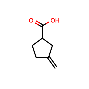 Chemical structure of 3-Methylenecyclopentanecarboxylic acid , CAS 31775-00-5, AChemBlock AD261829