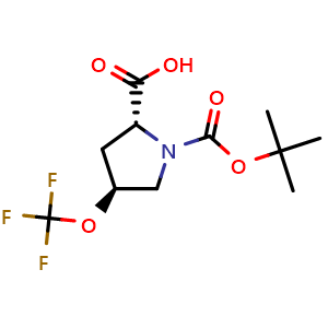 Chemical structure of (2R,4S)-1-Boc-4-(trifluoromethoxy)pyrrolidine-2-carboxylic acid , CAS 2411178-07-7, AChemBlock AD261839