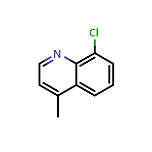 Chemical structure of 8-Chloro-4-methylquinoline , CAS 35817-47-1, AChemBlock AD261850