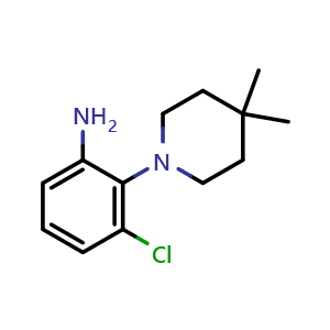 Chemical structure of 3-Chloro-2-(4,4-dimethyl-1-piperidyl)aniline , CAS 1339476-55-9, AChemBlock AD261864