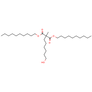 Chemical structure of Didecyl 2-(6-hydroxyhexyl)-2-methylmalonate , AChemBlock AD261873
