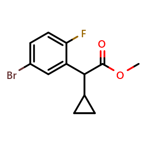 Chemical structure of Methyl 2-(5-Bromo-2-fluorophenyl)-2-cyclopropylacetate , AChemBlock AD261875