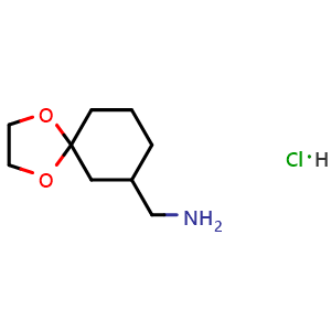 Chemical structure of 1,4-Dioxaspiro[4.5]decan-7-ylmethanamine hydrochloride , AChemBlock AD261881