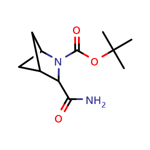 Chemical structure of 2-Boc-2-azabicyclo[2.1.1]hexane-3-carboxamide , AChemBlock AD261885