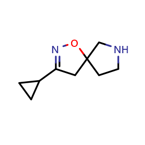 Chemical structure of 3-Cyclopropyl-1-oxa-2,7-diazaspiro[4.4]non-2-ene , AChemBlock AD261901