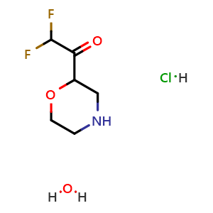 Chemical structure of 2,2-Difluoro-1-(morpholin-2-yl)ethanone hydrochloride hydrate , AChemBlock AD261908