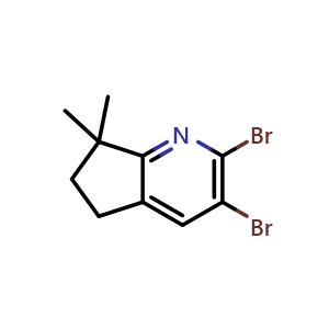 Chemical structure of 2,3-Dibromo-7,7-dimethyl-6,7-dihydro-5H-cyclopenta[b]pyridine , AChemBlock AD261913