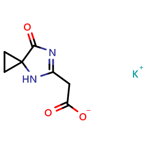 Chemical structure of Potassium 2-(7-oxo-4,6-diazaspiro[2.4]hept-5-en-5-yl)acetate , AChemBlock AD261916