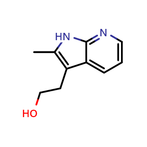 Chemical structure of 2-(2-Methyl-1H-pyrrolo[2,3-b]pyridin-3-yl)ethan-1-ol , AChemBlock AD261944
