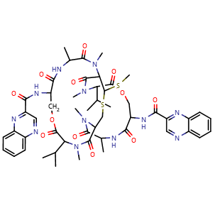 Chemical structure of Echinomycin , CAS 512-64-1, AChemBlock AD261959