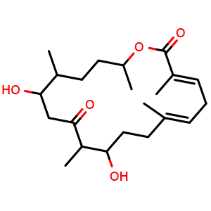Chemical structure of Pentamethyloxacyclooctadeca-3,6-diene-2,12-dione , CAS 2734163-13-2, AChemBlock AD261987