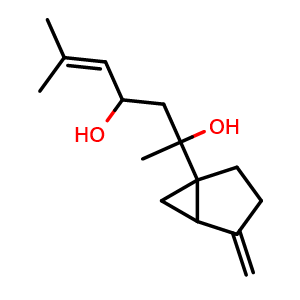 Chemical structure of 6-Methyl-2-(4-methylenebicyclo[3.1.0]hex-1-yl)-5-heptene-2,4-diol , CAS 2733900-10-0, AChemBlock AD262007