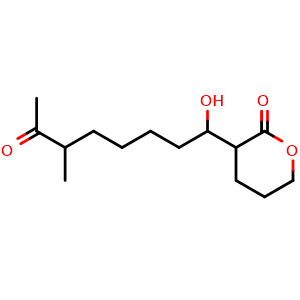 Chemical structure of 2-(1-hydroxy-6-methyl-7-oxooctyl)-4-hydroxymethylbutanolide , CAS 2763923-86-8, AChemBlock AD262025