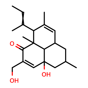 Chemical structure of 3a,4,5,6,6a,9,9a,9b-Octahydro-3a-hydroxy-2-(hydroxymethyl)-5,8,9a-trimethyl-9-(1-methyl-1-propen-1-yl)-1H-phenalen-1-one , CAS 1262489-36-0, AChemBlock AD262050