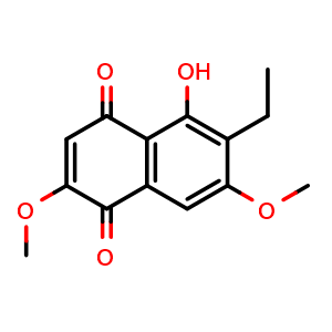 Chemical structure of 6-Ethyl-2,7-dimethoxyjuglone , CAS 15254-86-1, AChemBlock AD262056