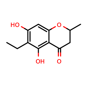 Chemical structure of 6-Ethyl-2,3-dihydro-5,7-dihydroxy-2-methyl-4H-1-benzopyran-4-one , CAS 2732801-50-0, AChemBlock AD262068