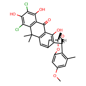Chemical structure of (-)-Bischloroanthrabenzoxocinone , CAS 866022-28-8, AChemBlock AD262080