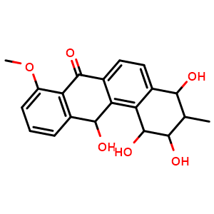 Chemical structure of 1,3,4,12-Tetrahydro-1,2,4,12-tetrahydroxy-8-methoxy-3-methylbenz[a]anthracen-7(2H)-one , CAS 2732751-42-5, AChemBlock AD262154