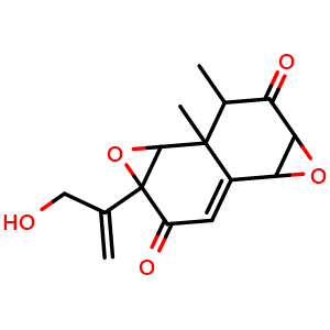 Chemical structure of 6a-(3-hydroxyprop-1-en-2-yl)-1b,2-dimethyl-1a,1b,2,3a,4a,6a-hexahydronaphtho[1,2-b:5,6-b']bis(oxirene)-3,6-dione , CAS 2733544-28-8, AChemBlock AD262162