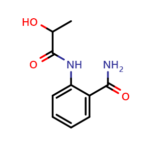 Chemical structure of 2-[(2-Hydroxy-1-oxopropyl)amino]benzamide , CAS 18326-27-7, AChemBlock AD262215