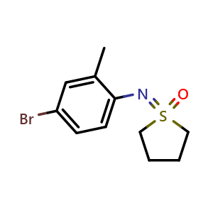 Chemical structure of 1-((4-Bromo-2-methylphenyl)imino)tetrahydro-1H-1lambda6-thiophene 1-oxide , CAS 3026511-80-5, AChemBlock AD262228