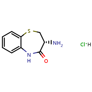 Chemical structure of (3R)-3-Amino-3,5-dihydro-2H-1,5-benzothiazepin-4-one;hydrochloride , CAS 1838205-68-7, AChemBlock AD262232
