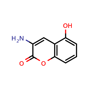 Chemical structure of 3-Amino-5-hydroxy-2H-chromen-2-one , CAS 1611491-78-1, AChemBlock AD262233