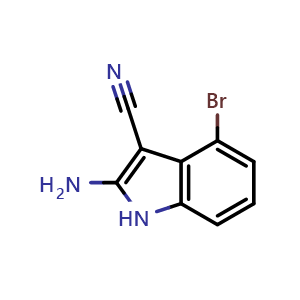 Chemical structure of 2-Amino-4-bromo-1H-indole-3-carbonitrile , CAS 1876426-21-9, AChemBlock AD262237