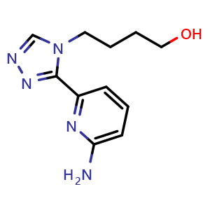 Chemical structure of 4-(3-(6-Aminopyridin-2-yl)-4H-1,2,4-triazol-4-yl)butan-1-ol , CAS 2295967-50-7, AChemBlock AD262238