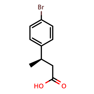 Chemical structure of (R)-3-(4-Bromophenyl)butanoic acid , CAS 1613220-56-6, AChemBlock AD262240