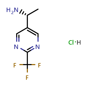 Chemical structure of (1R)-1-[2-(Trifluoromethyl)pyrimidin-5-yl]ethanamine hydrochloride , CAS 1225462-40-7, AChemBlock AD262255