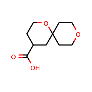 Chemical structure of 1,9-Dioxaspiro[5.5]undecane-4-carboxylic acid , CAS 1520699-87-9, AChemBlock AD262258